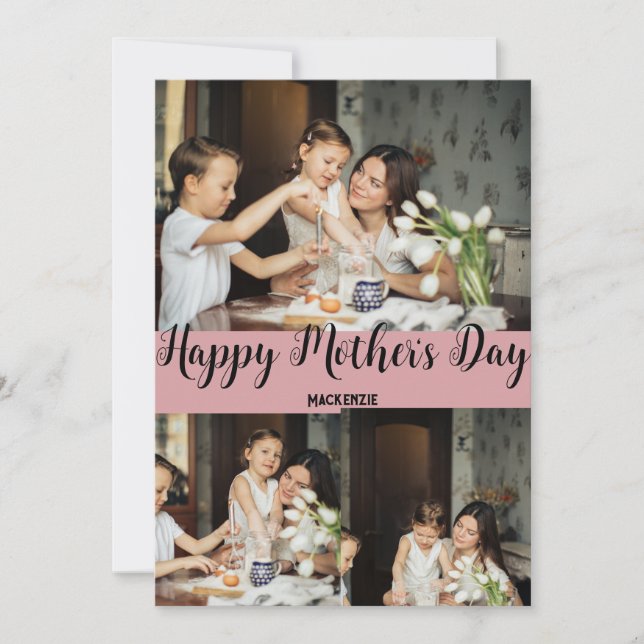 Cartes Pour Fêtes Annuelles Fête des mères personnalisées, trois photo collage (Devant)