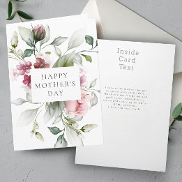 Cartes Pour Fêtes Annuelles Fête des Mères Rose Élégante Florale