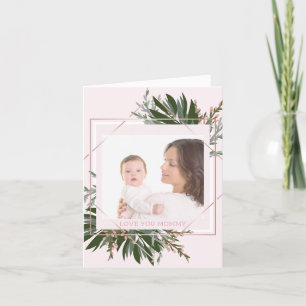 Cartes Pour Fêtes Annuelles Fête des Mères Rose Gold Floral Photo personnalisé