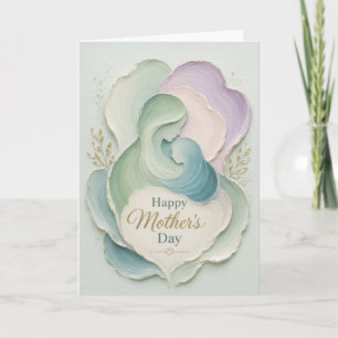 Cartes Pour Fêtes Annuelles Fête des Mères Silhouette Mère Enfant Étreinte