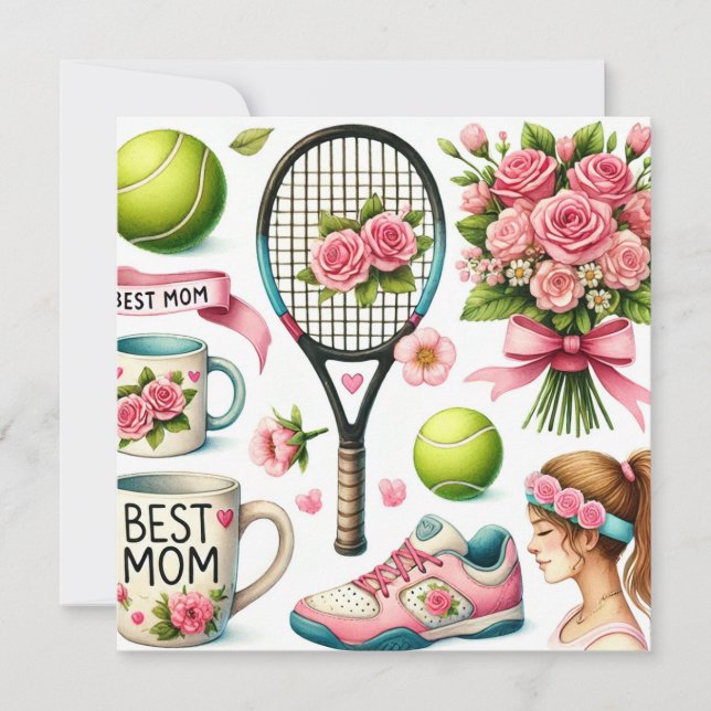 Cartes Pour Fêtes Annuelles Fête des Mères Tennis (Devant)
