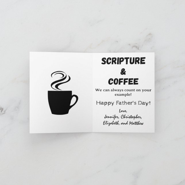 Cartes Pour Fêtes Annuelles Fête des pères Bible Verse Café et Écriture (Intérieur)