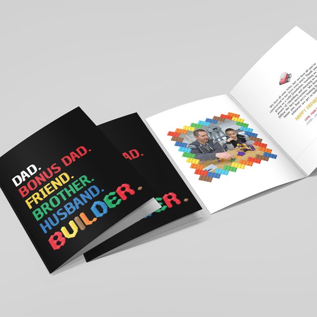 Cartes Pour Fêtes Annuelles Fête des pères Bonus Papa, Stepdad, Brick Builder (Créateur téléchargé)