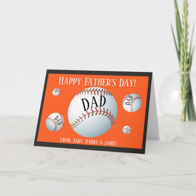 Cartes Pour Fêtes Annuelles Fête des pères de baseball sportif personnalisée (Devant)