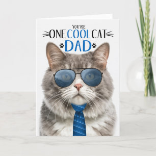 Cartes Pour Fêtes Annuelles Fête des pères de chat gris et blanc Un chat Cool