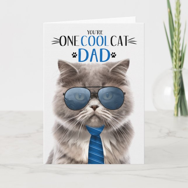 Cartes Pour Fêtes Annuelles Fête des pères de chat persan gris un chat Cool (Devant)