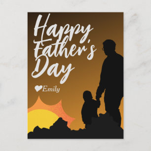 Cartes Pour Fêtes Annuelles fête des pères papa & fille joli coucher de soleil