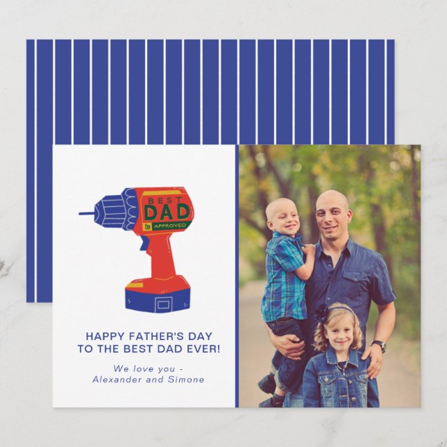 Cartes Pour Fêtes Annuelles Fête des pères photo meilleur papa outil d'aliment (Devant / Derrière)