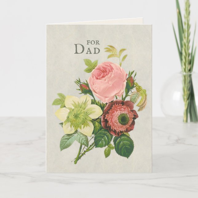 Cartes Pour Fêtes Annuelles Fête des pères Redouté Bouquet Fleur CC1119 (Devant)