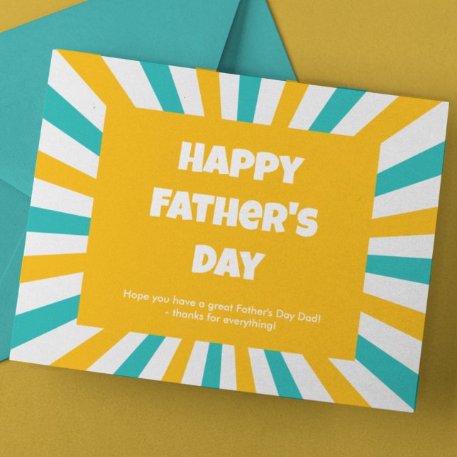 Cartes Pour Fêtes Annuelles Fête des pères Turquoise et Jaune (Créateur téléchargé)