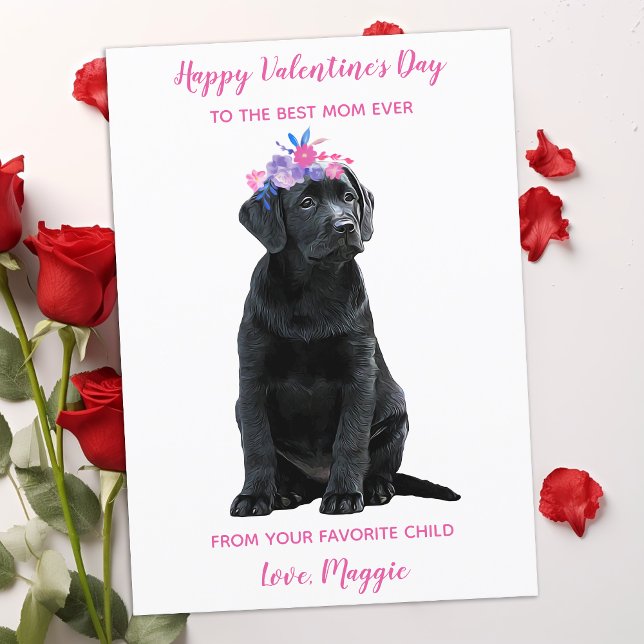 Cartes Pour Fêtes Annuelles Fête des Valentines de la mère des chiots du Labra (Créateur téléchargé)