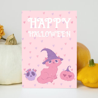 Cartes Pour Fêtes Annuelles Fête d'Halloween rose adorable