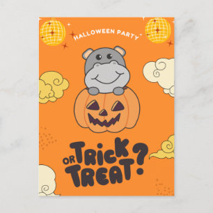 Cartes Pour Fêtes Annuelles Fête d'Halloween Trick Or Treat Hippopotame Pumkin