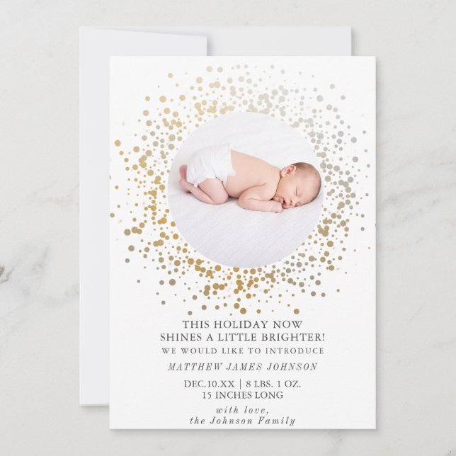 Cartes Pour Fêtes Annuelles Fête d'or moderne brillant Noël Nouveau-né (Devant)