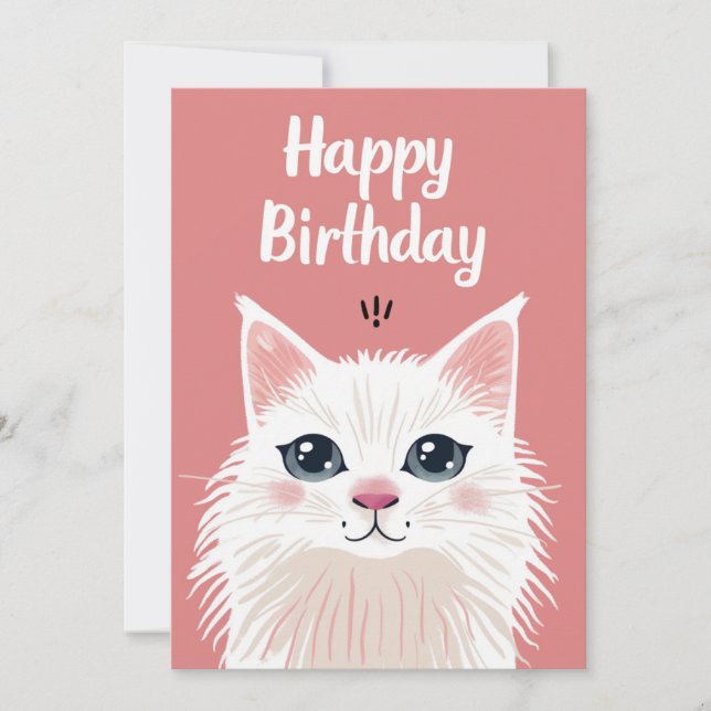 Cartes Pour Fêtes Annuelles Fête du chat blanc (Devant)