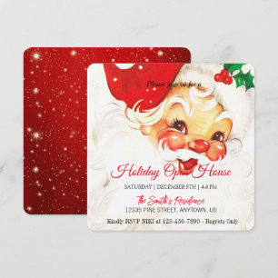 Cartes Pour Fêtes Annuelles Fête du Père Noël rétro, Maison ouverte