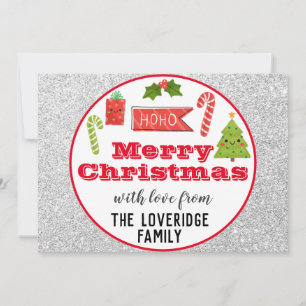 Cartes Pour Fêtes Annuelles Fête Joyeux Noël Rouge Parties scintillant argent