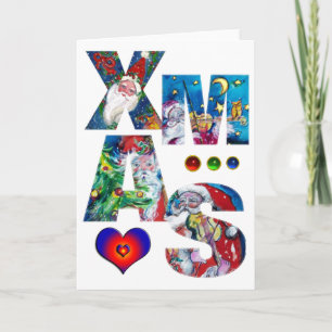 CARTES POUR FÊTES ANNUELLES FÊTE MUSICALE XMAS, PÈRE NOËL, ROUGE BOUR ET TEDDD
