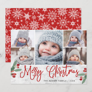 Cartes Pour Fêtes Annuelles Fête Noël Holly Berry Rustic 5 PHOTO