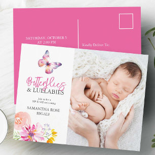 Cartes Pour Fêtes Annuelles Fête Prénatale Papillons "Sirotez et Découvrez" Ca