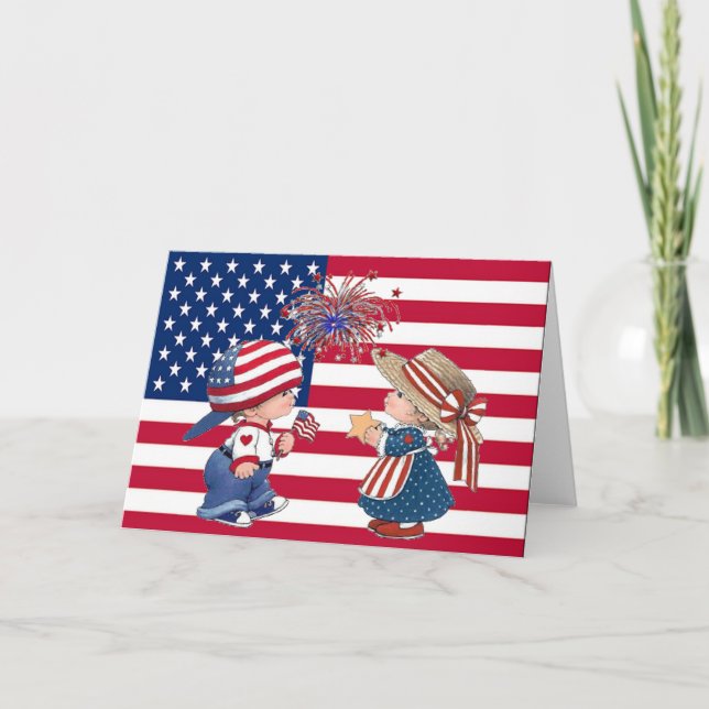 Cartes Pour Fêtes Annuelles Fêter le drapeau américain (Devant)