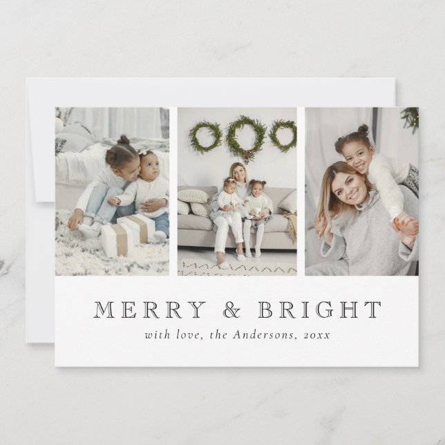 Cartes Pour Fêtes Annuelles Fêtes de Noël simples et lumineuses (Devant)