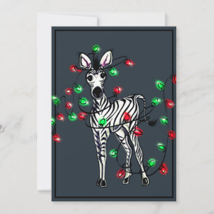 Cartes Pour Fêtes Annuelles Fêtes Zèbre, rouge, vert lumières scintillantes de