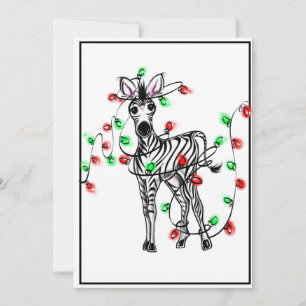 Cartes Pour Fêtes Annuelles Fêtes Zèbre, rouge, vert lumières scintillantes de
