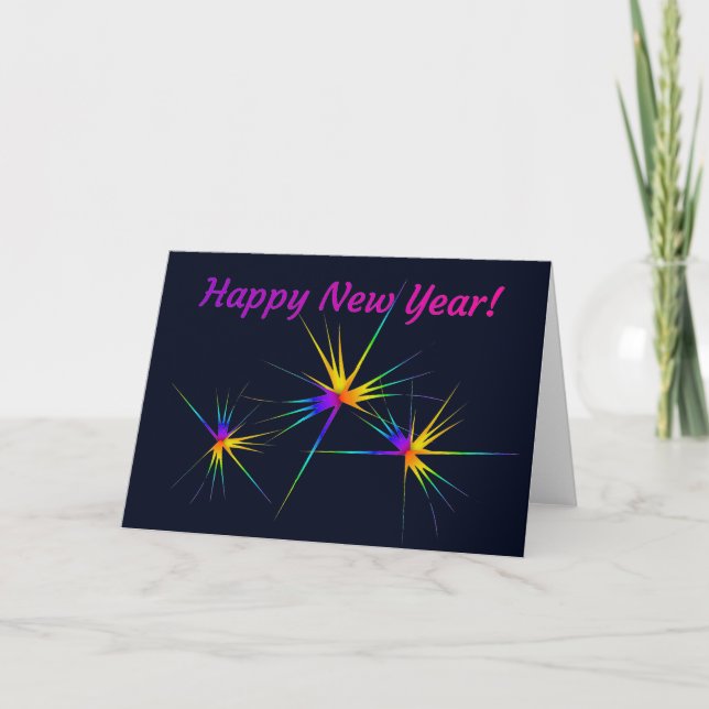 Cartes Pour Fêtes Annuelles Feu d'artifice blanc pour le Nouvel An (Devant)