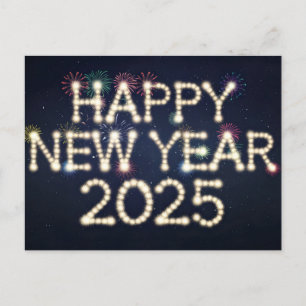 Cartes Pour Fêtes Annuelles Feu d'artifice "Bonne année 2025"