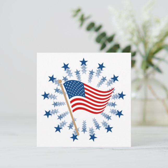 Cartes Pour Fêtes Annuelles Feu d'artifice Drapeau Américain 4 juillet (Debout devant)