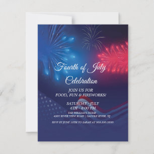 Cartes Pour Fêtes Annuelles Feu d'artifice moderne personnalisé quatrième juil