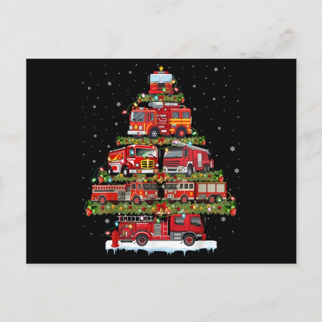 Cartes Pour Fêtes Annuelles Feu de camion feux Pompier Camion d'incendie Noël (Devant)