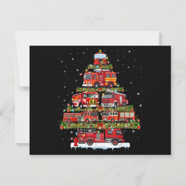 Cartes Pour Fêtes Annuelles Feu de camion feux Pompier Camion d'incendie Noël (Devant)