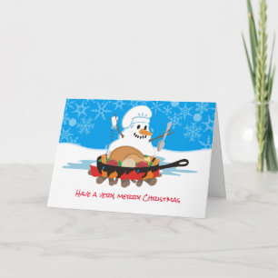 Cartes Pour Fêtes Annuelles Feu de camp de dinde de Noël du chef de la fonte d