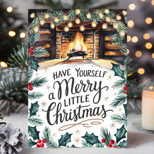 Cartes Pour Fêtes Annuelles Feu de cheminée de Noël joyeux