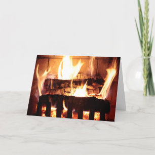 Cartes Pour Fêtes Annuelles Feu de feu de cheminée Flammes de brûlage