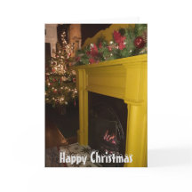 Feu de rondins et lumières de Noël, Sheffield.