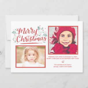 Cartes Pour Fêtes Annuelles Feuillage d'aquarelle d'hiver de Noël Lettré à la 
