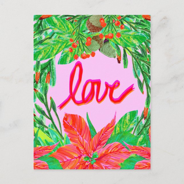 Cartes Pour Fêtes Annuelles Feuillage de Noël - Amour (Devant)