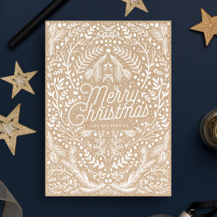 Cartes Pour Fêtes Annuelles Feuillage de Noël dessiné à la main Papier d'artis