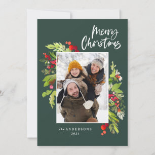 Cartes Pour Fêtes Annuelles feuillage de Noël photo traditionnelle rustique