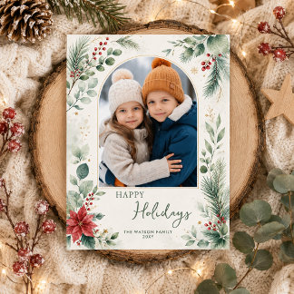 Cartes Pour Fêtes Annuelles Feuillage d'hiver Botanique Noël 4 Photo 