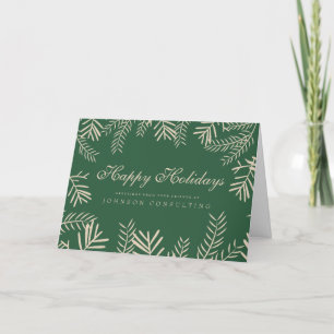 Cartes Pour Fêtes Annuelles Feuillage moderne sur vert Salutations de vacanc