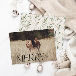 Cartes Pour Fêtes Annuelles Feuillage naturel élégant photo moderne minimalist