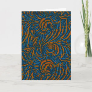 Cartes Pour Fêtes Annuelles Feuille botanique d'acanthe de style sarcelle Will