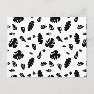 Cartes Pour Fêtes Annuelles Feuille d'été noir et blanc Tropical Motif