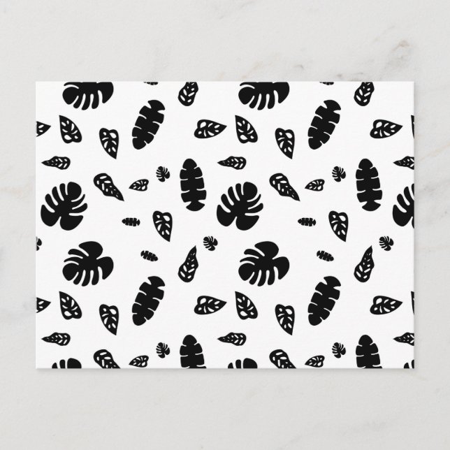 Cartes Pour Fêtes Annuelles Feuille d'été noir et blanc Tropical Motif (Devant)