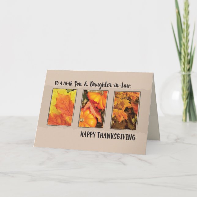Cartes Pour Fêtes Annuelles Feuille du thanksgiving trois de fils et de (Devant)