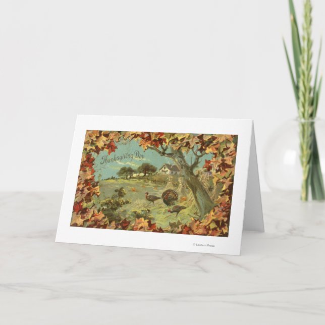 Cartes Pour Fêtes Annuelles Feuille et dindes de DayFallen de thanksgiving (Devant)